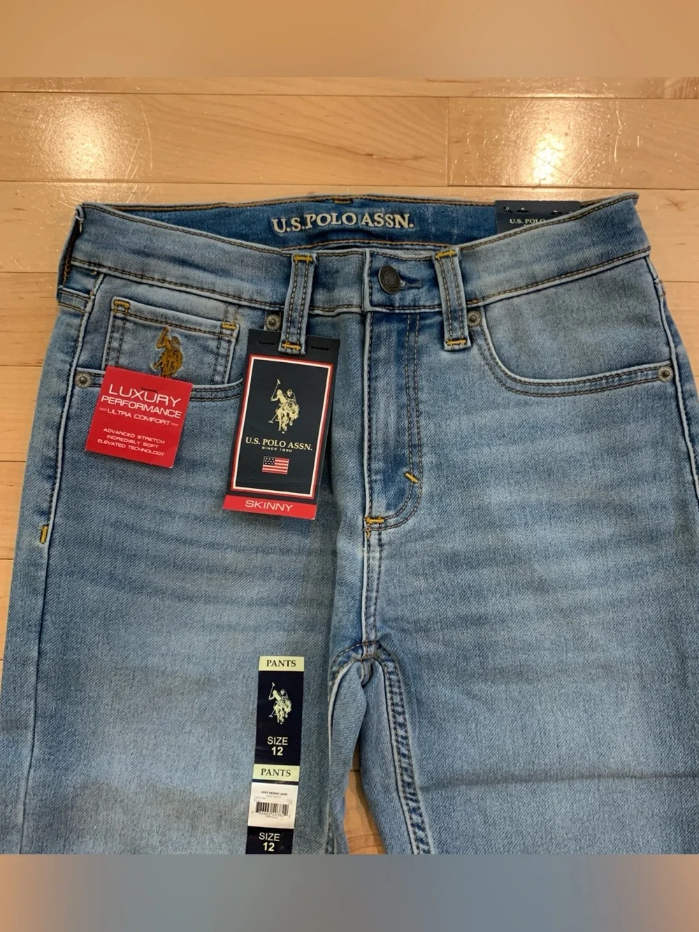 U.S. Polo Assn. Skinny Jeans Youth Boys Size 12 Light Wash New with Tags Set